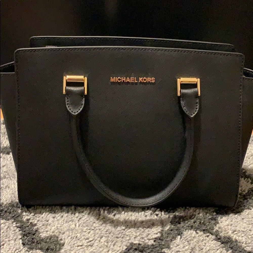 Michael Kors Black Leather Satchel - SELMA